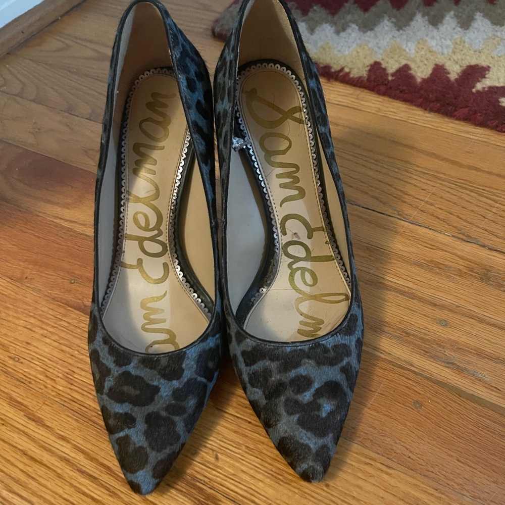 Sam Edelman Dark Blue and Black Animal Print Heels